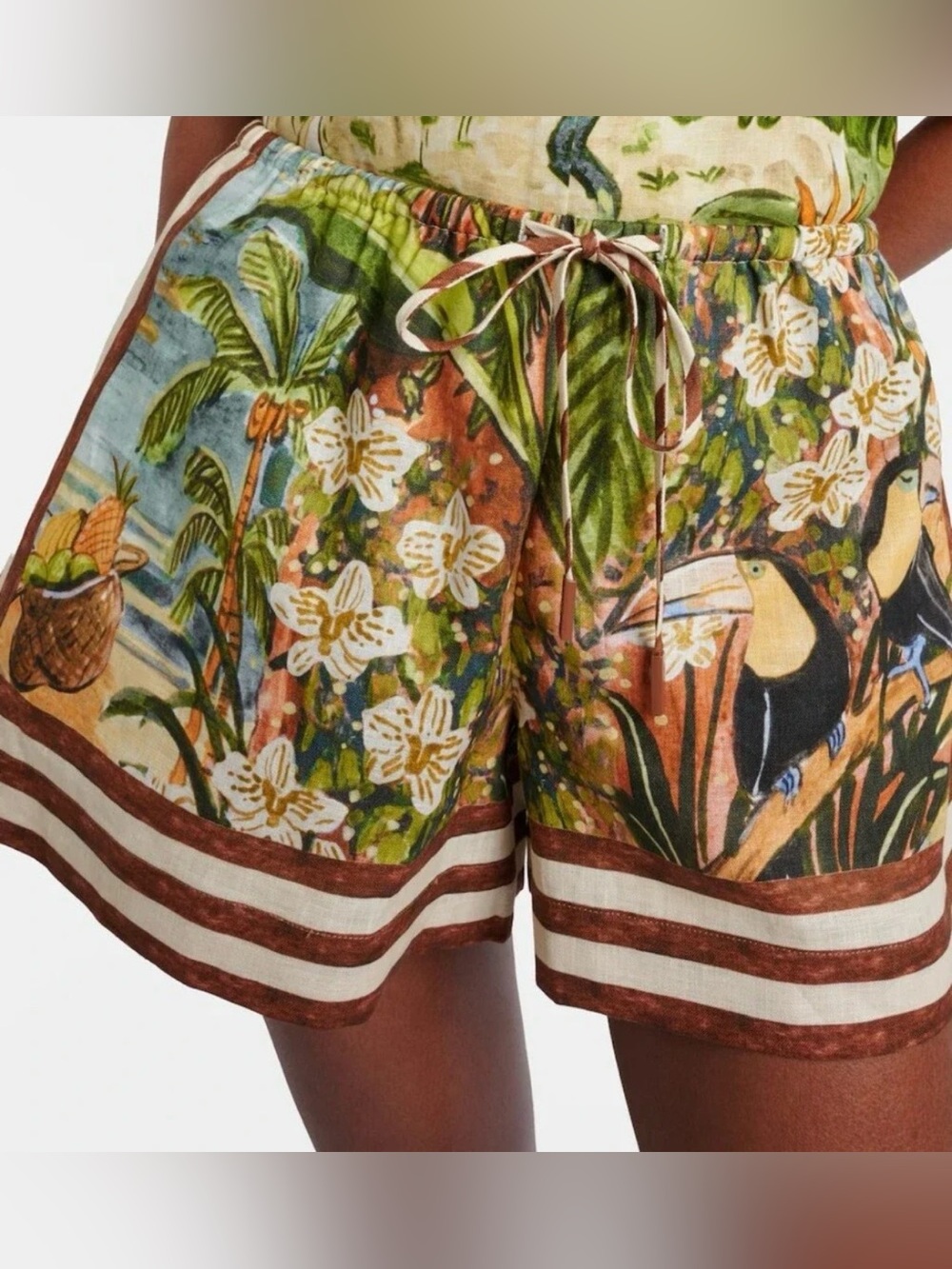 Alemais Toucan Tango Linen Shorts US 8